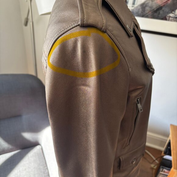 Banana Republic Metallic Leather Moto Jacket, MEDAL BRONZE Medium - Picture 15 of 15
